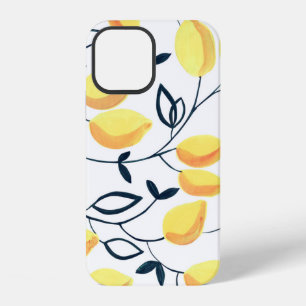 Gouache seamless pattern with yellow lemons and le iPhone 12 case