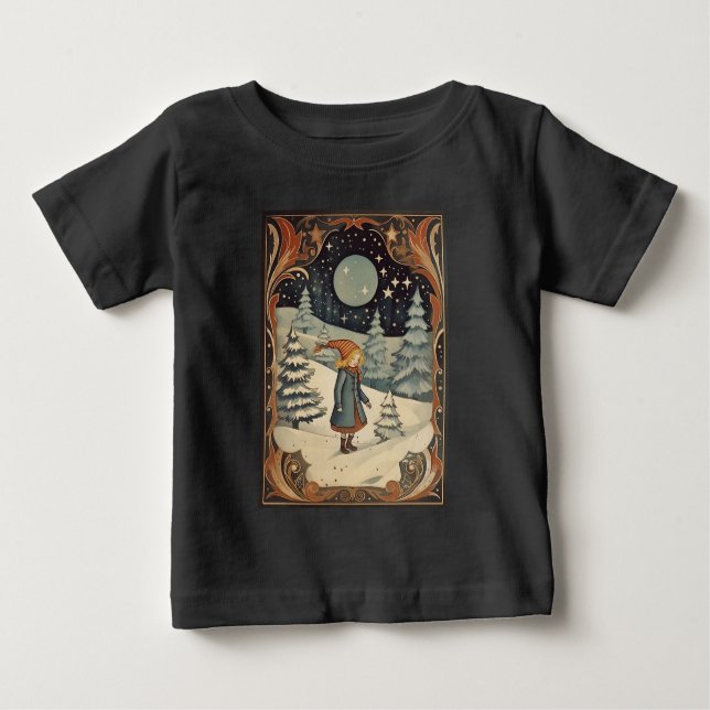 Gouache Vintage Retro Christmas Baby T-Shirt (Front)