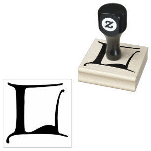 Goudy-Lombardic Gothic Versal Capital Letter L Rubber Stamp