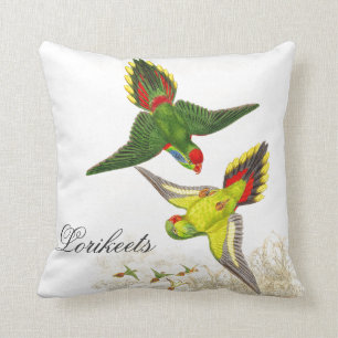 Gould Lorikeet Birds Throw Pillow
