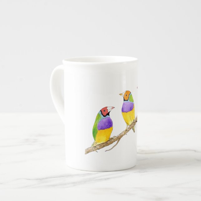 Gouldian Finch Bird Bone China Mug (Front Left)