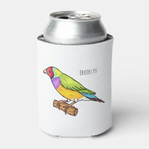 Gouldian finch bird cartoon illustration can cooler