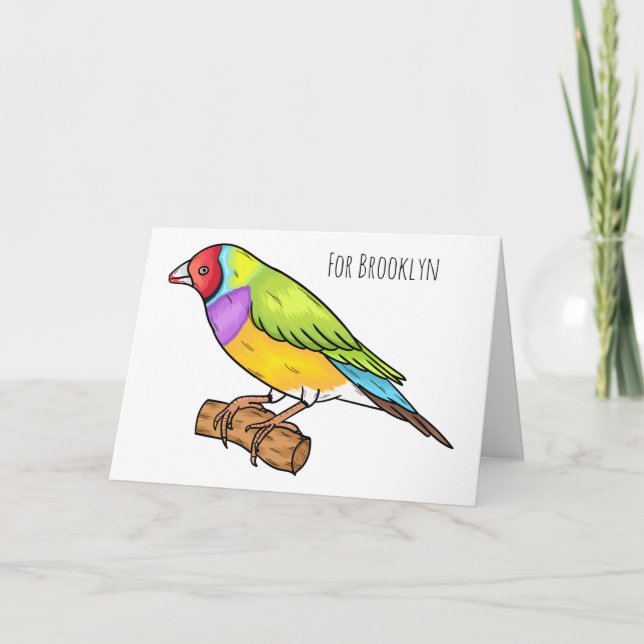 Gouldian finch bird cartoon illustration  card (Front)