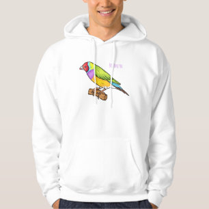 Gouldian finch bird cartoon illustration hoodie