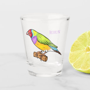 Gouldian finch bird cartoon illustration  shot glass