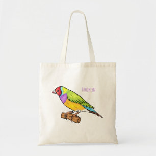 Gouldian finch bird cartoon illustration  tote bag