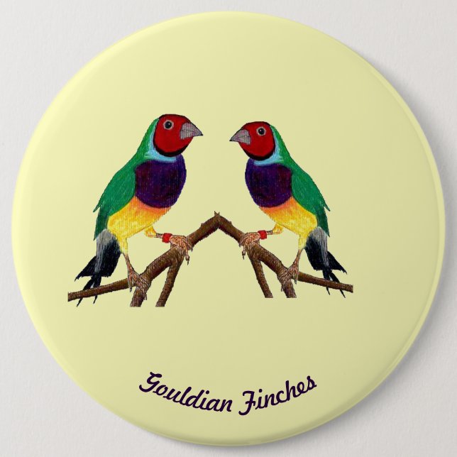 ~ Gouldian Finch ~ Personalised ~ 6 Cm Round Badge (Front)