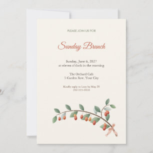 Goumi Berry Branch Brunch Party Invitation