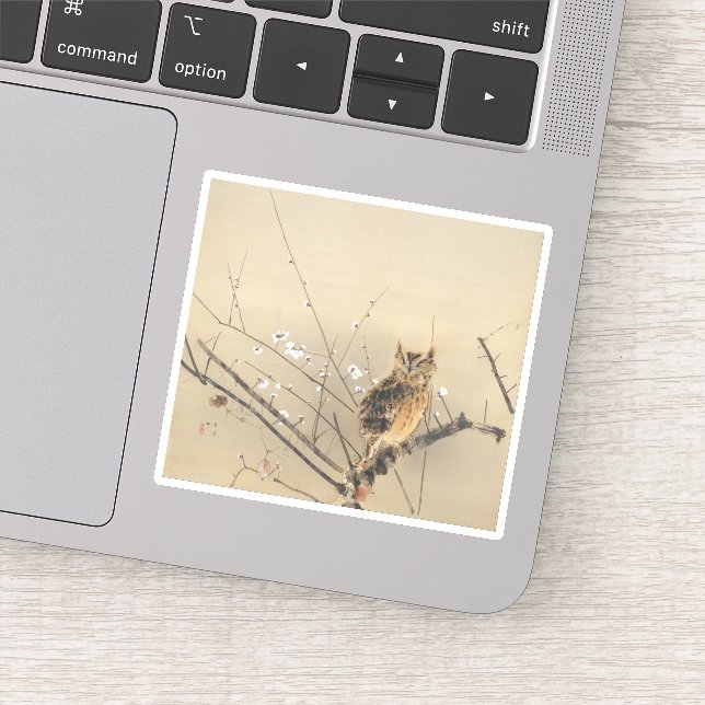 Goun Owl with Early Plum Blossoms Woodblock (Detail)