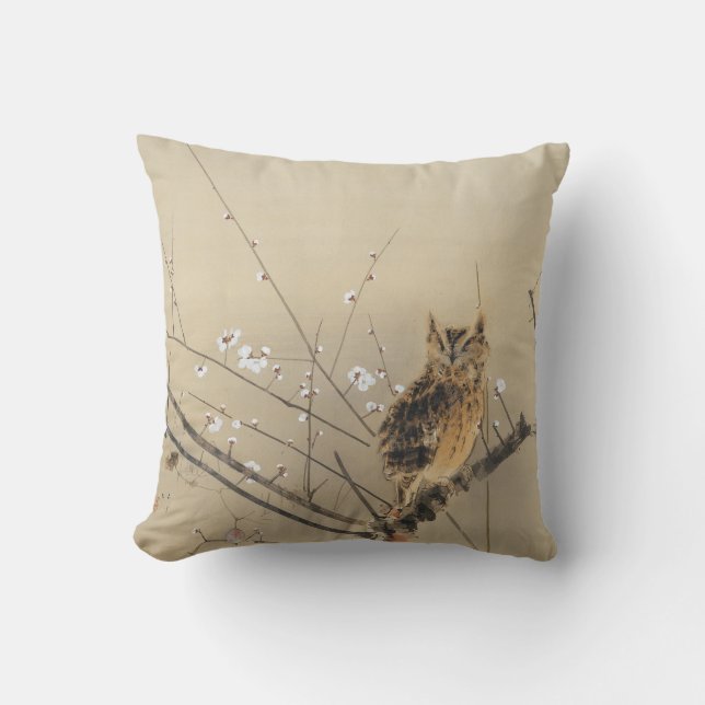 Goun's Owl and Early Plum Blossoms Cushion (Front)