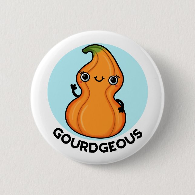 Gourd-geous Funny Gourd Veggie Pun  6 Cm Round Badge (Front)