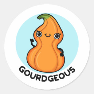 Gourd-geous Funny Gourd Veggie Pun Classic Round Sticker