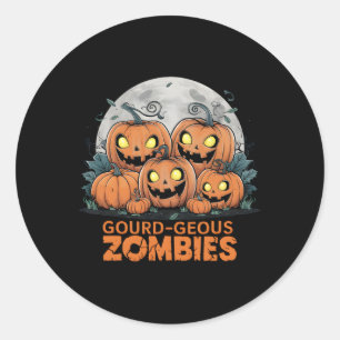 Gourd-geous Zombies Spooky Zombie Pumpkins Funny H Classic Round Sticker