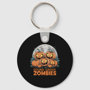 Gourd-geous Zombies Spooky Zombie Pumpkins Funny H Key Ring