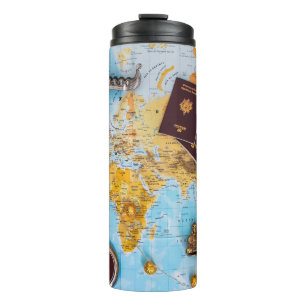gourd travels map world earth thermal tumbler