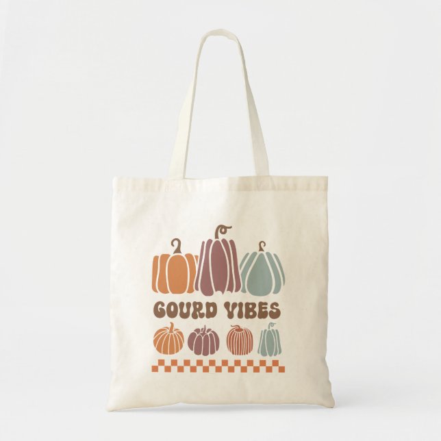 Gourd Vibes Funny Fall Pumpkins & Gourds Tote Bag (Front)