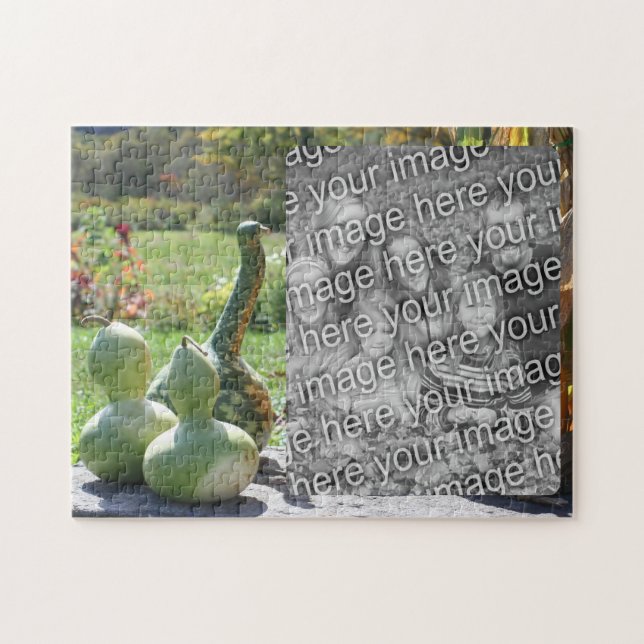 Gourds And Pumpkins Fall Add Your Photo Jigsaw Puzzle (Horizontal)