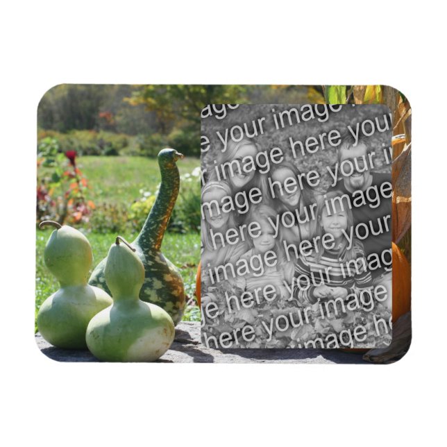 Gourds And Pumpkins Fall Add Your Photo Magnet (Horizontal)
