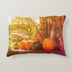 Gourds And Pumpkins Farm Stand Abstract  Decorative Cushion