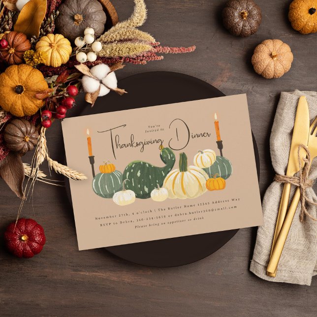 Gourds Beige Thanksgiving Dinner Invitation (Creator Uploaded)