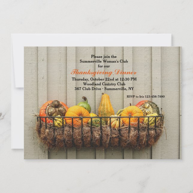 Gourds Thanksgiving Invitation (Front)