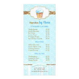 Gourmet Bakery Cupcake Price List Rack Card