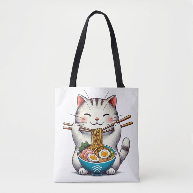 Gourmet Cat: Enjoys Ramen Tote (Front)
