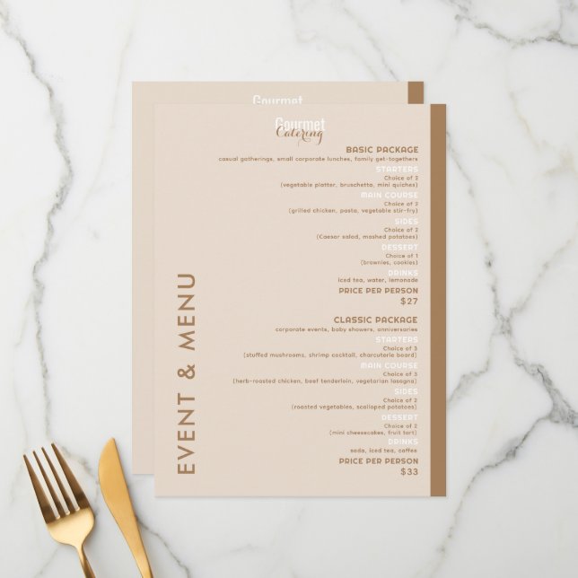 Gourmet Catering Flat Menu (Front/Back In Situ)