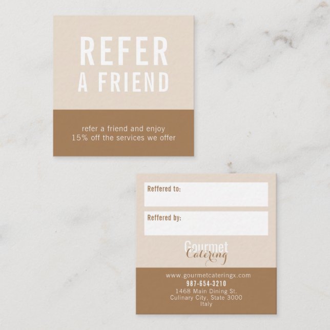 Gourmet Catering Square Referral Card (Front/Back)