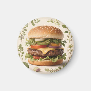 Gourmet Cheeseburger Illustration Magnet