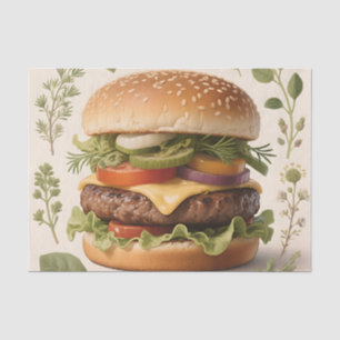 Gourmet Cheeseburger Illustration Tissue Paper