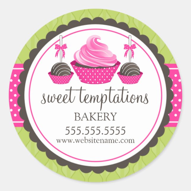 Gourmet Cupcake and Cake Pops Bakery Seals (Front)