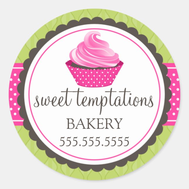 Gourmet Cupcake Bakery Box Seals (Front)