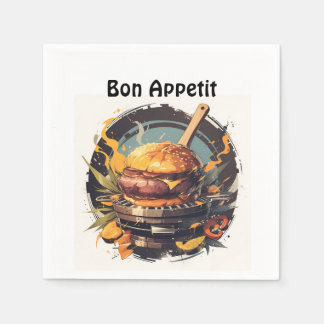 🍔🎉 "Gourmet Delight" - Bon Appetit Napkins 🍴✨