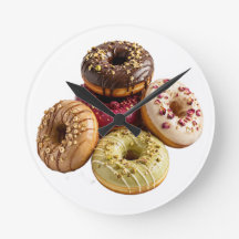 Gourmet Doughnuts Kitchen Wall Clock | Colourful B