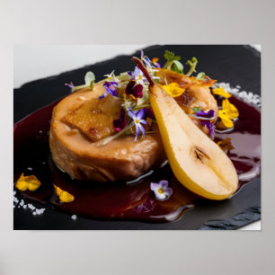 Gourmet Foie Gras with Red Wine Reduction Poster