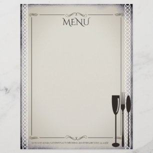 Gourmet food and wine dinner party menu letterhead