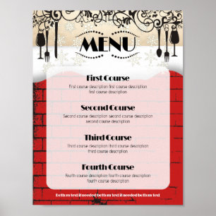 gourmet food wine Christmas winter dinner menu Poster