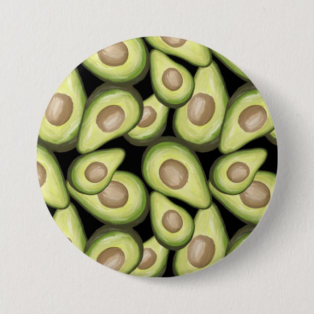 Gourmet Fresh Cut Vegan Avocado Pattern 7.5 Cm Round Badge (Front)