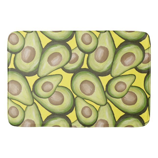 Gourmet Fresh Cut Vegan Avocado Pattern Bath Mat (Front)
