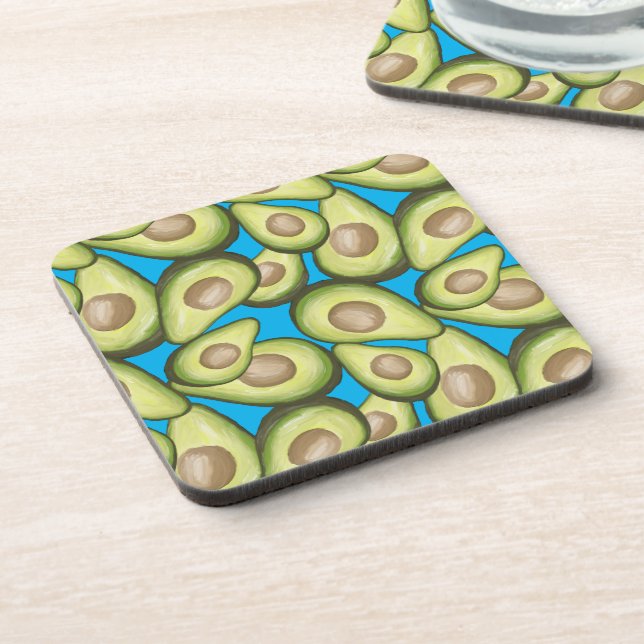 Gourmet Fresh Cut Vegan Avocado Pattern Coaster (Left Side)