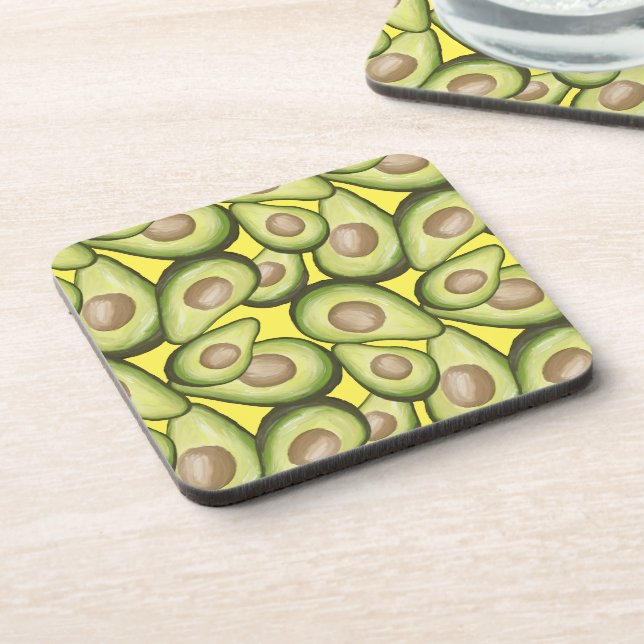 Gourmet Fresh Cut Vegan Avocado Pattern Coaster (Left Side)