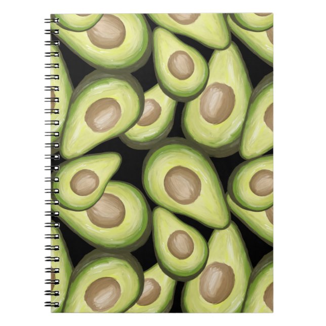 Gourmet Fresh Cut Vegan Avocado Pattern Notebook (Front)