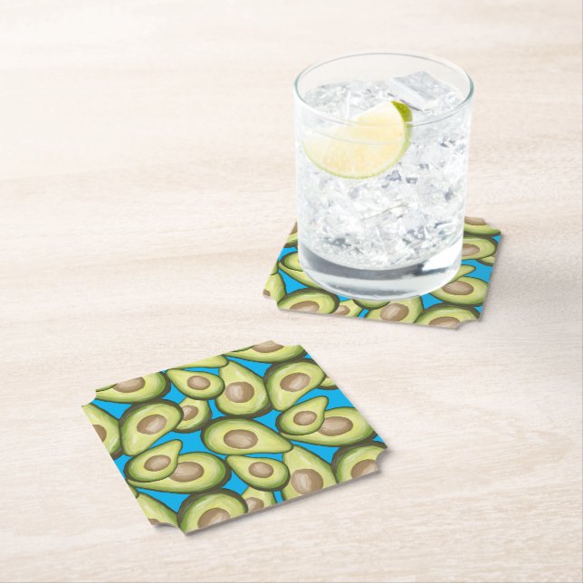 Gourmet Fresh Cut Vegan Avocado Pattern Paper Coaster (Insitu)