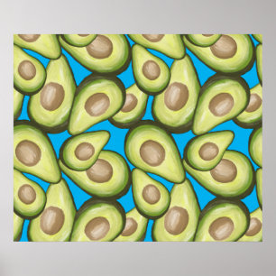 Gourmet Fresh Cut Vegan Avocado Pattern Poster