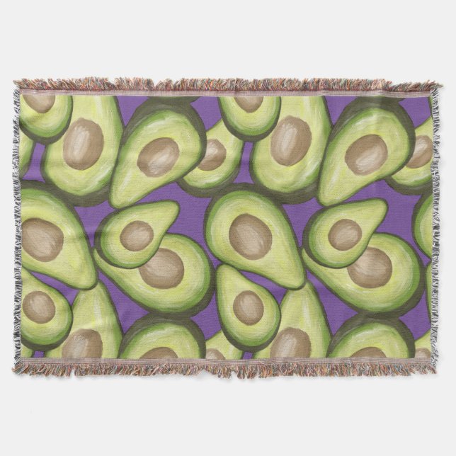 Gourmet Fresh Cut Vegan Avocado Pattern Throw Blanket (Front)