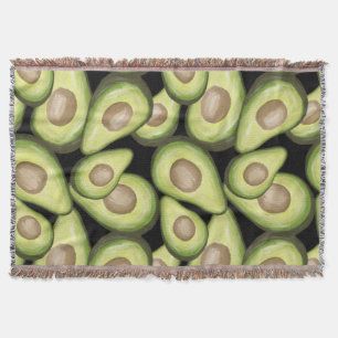 Gourmet Fresh Cut Vegan Avocado Pattern Throw Blanket