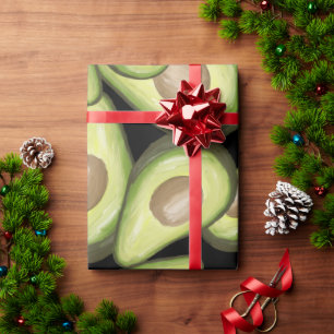 Gourmet Fresh Cut Vegan Avocado Pattern Wrapping Paper
