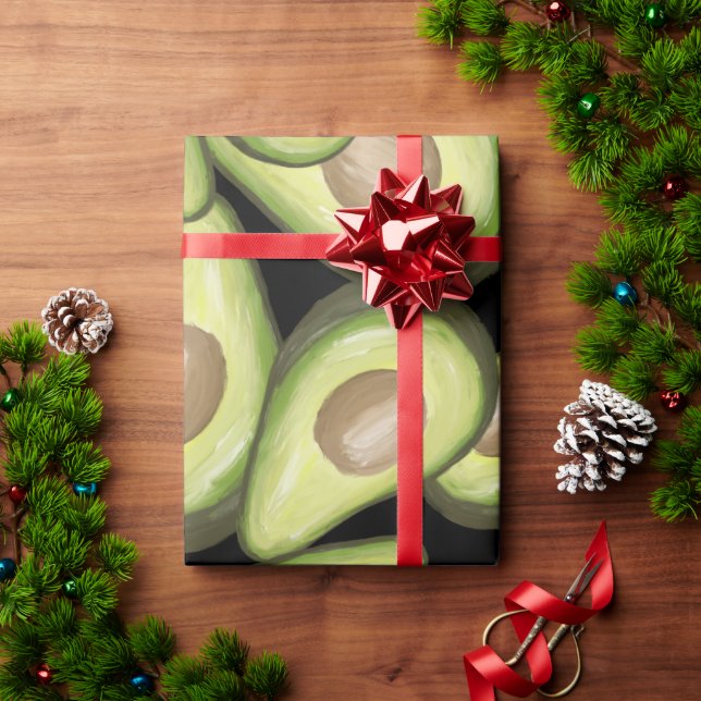 Gourmet Fresh Cut Vegan Avocado Pattern Wrapping Paper (Holiday Gift)
