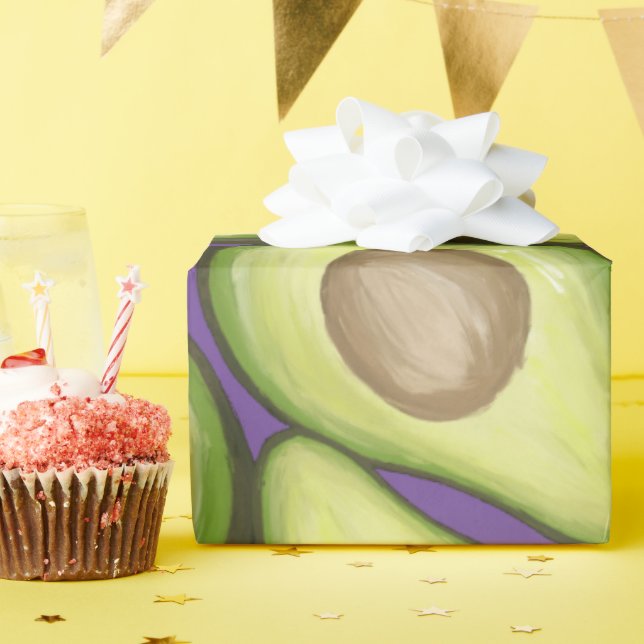 Gourmet Fresh Cut Vegan Avocado Pattern Wrapping Paper (Birthday Party)